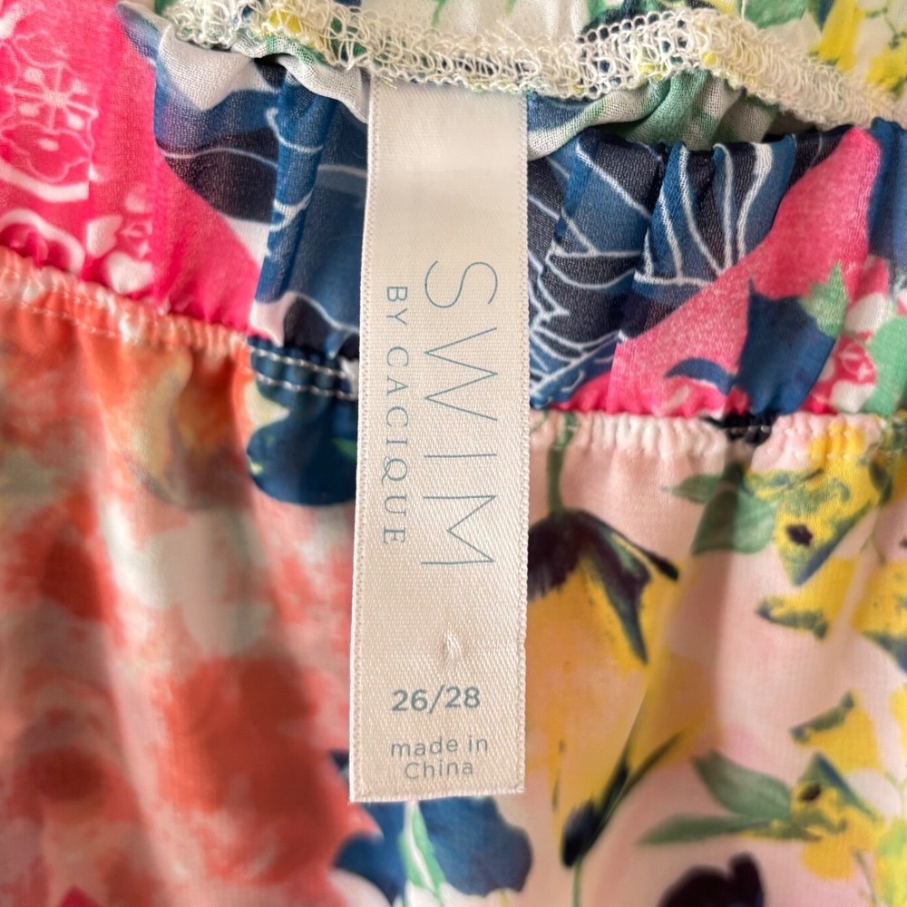Swim by Cacique Floral Patchwork Wrap Swim Cover Up Skirt Plus Size 26/28 Pink - Picture 2 of 2